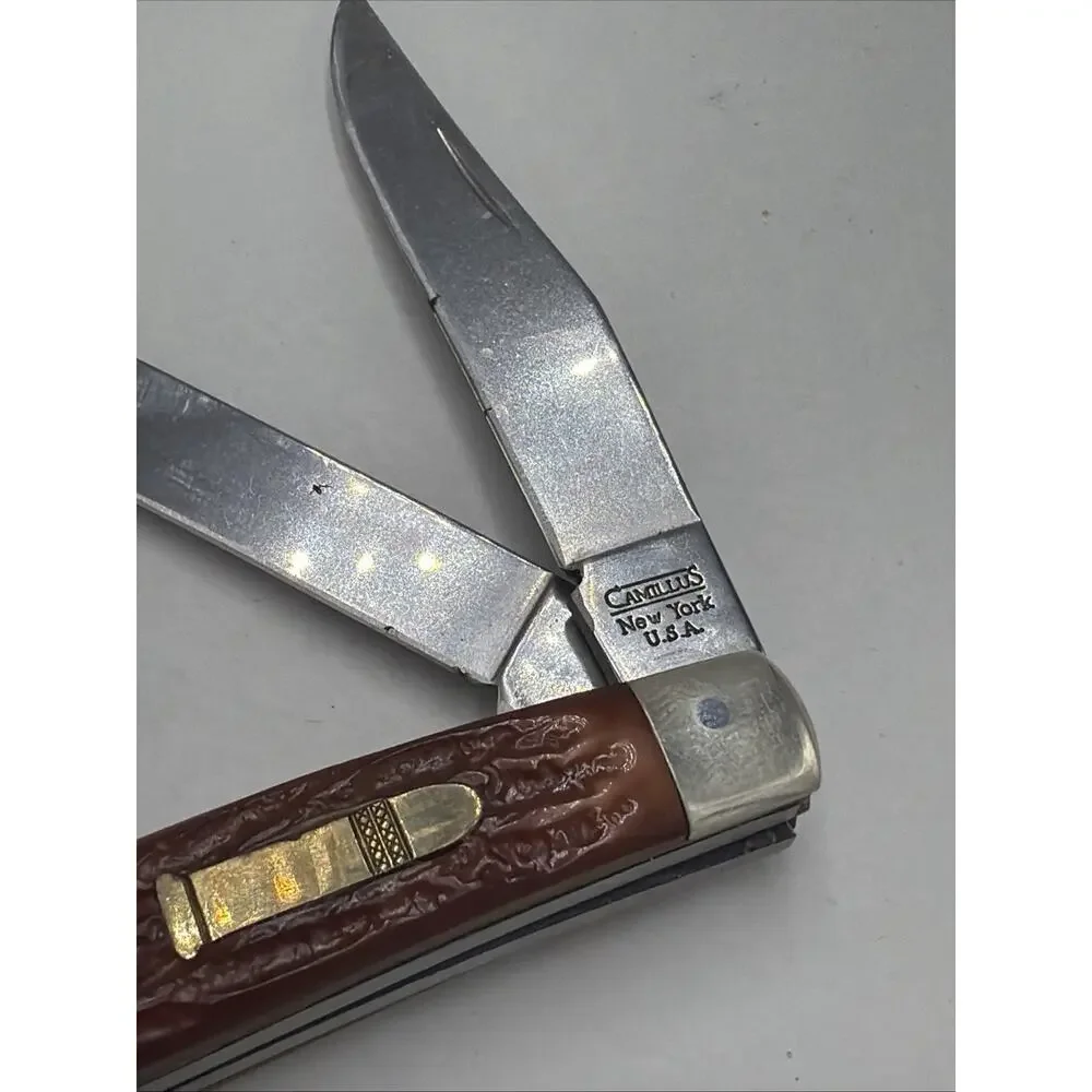 VINTAGE CAMILLUS NEW YORK USA STAGLON DELRIN BULLET STOCKMAN KNIFE RIMFIRE